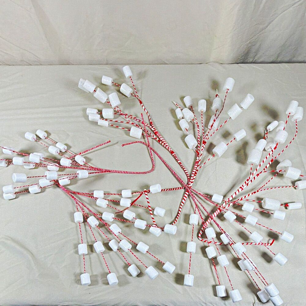 Christmas Peppermint Marshmallow Floral Spray Picks Red White Tree Decor Lot